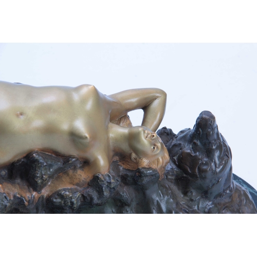 462 - EDUARD DROUARD, 1859 - 1945. AN EARLY 20th CENTURY ART NOUVEAU PATINATED AND GILT BRONZE SCULPTURE m... 