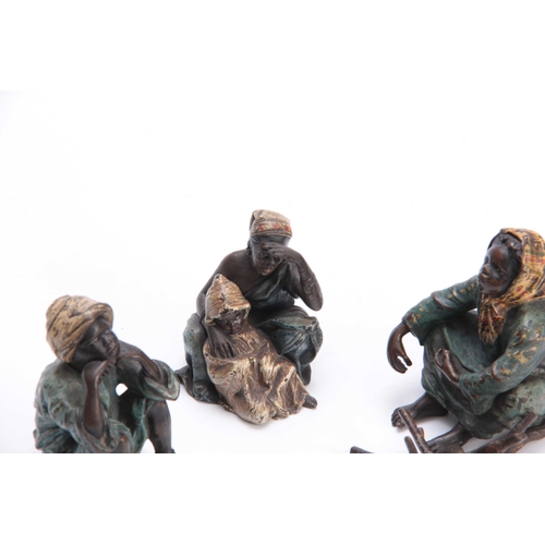 467 - ATT. FRANZ BERGMAN AN EARLY 20th CENTURY AUSTRIAN COLD PAINTED BLACKAMOOR BRONZE GROUP modelled as t... 