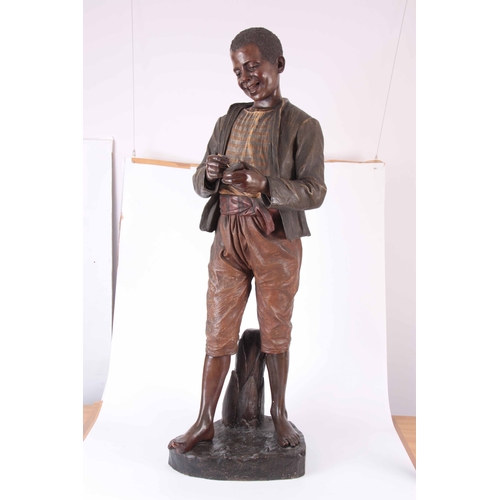 471 - FRIEDRICH GOLDSCHEIDER A RARE LATE 19TH CENTURY AUSTRIAN LIFE-SIZE BLACKAMORE POLYCHROME PAINTED TER... 