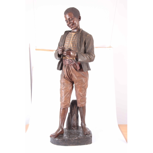 471 - FRIEDRICH GOLDSCHEIDER A RARE LATE 19TH CENTURY AUSTRIAN LIFE-SIZE BLACKAMORE POLYCHROME PAINTED TER... 