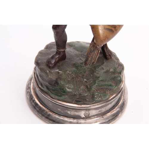 484 - A LATE 19th CENTURY COLD PAINTED FIGURAL INKWELL modelled as an African warrior with hinged head rev... 