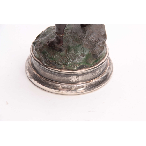 484 - A LATE 19th CENTURY COLD PAINTED FIGURAL INKWELL modelled as an African warrior with hinged head rev... 