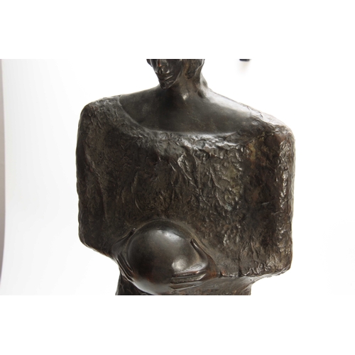 508 - JEAN JACQUES HAMARD A 20TH CENTURY MODERN ART BRONZE SCULPTURE OF A FEMALE mounted on a veined red m... 