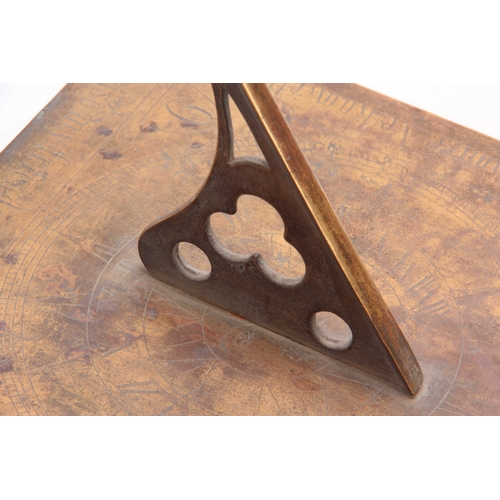 537 - A SQUARE BRASS SUNDIAL dated 1671, having engraved verses around the edges 'As day runs So your deat... 