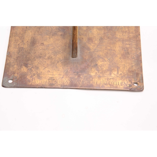 537 - A SQUARE BRASS SUNDIAL dated 1671, having engraved verses around the edges 'As day runs So your deat... 