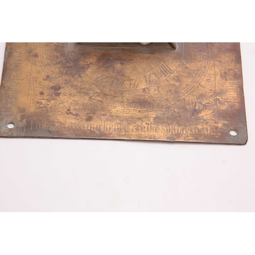 537 - A SQUARE BRASS SUNDIAL dated 1671, having engraved verses around the edges 'As day runs So your deat... 