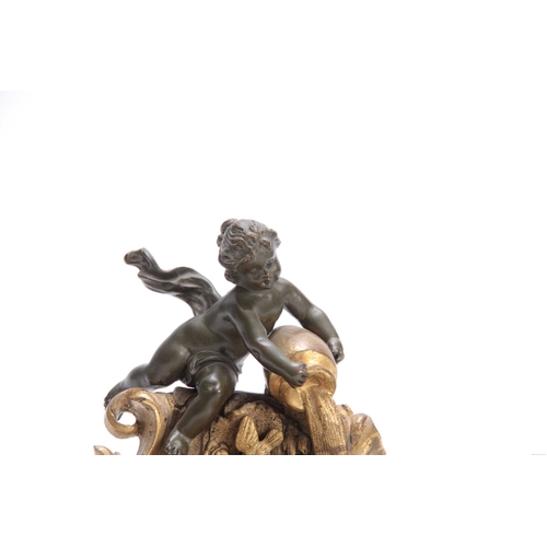 539 - A LATE 19TH CENTURY FRENCH IN THE MANNER OF LINKE ROCOCO STYLE BRONZE AND ORMOLU INKSTAND depicting ... 