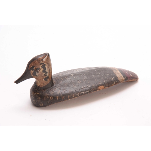 540 - A 19TH CENTURY POLYCHROME PAINTED DECOY DUCK 25cm wide.