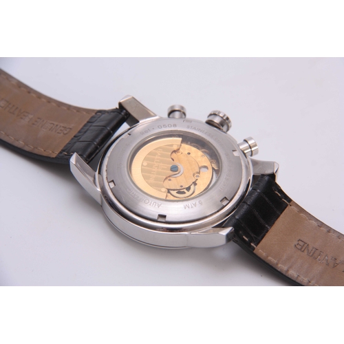 617 - A BALLANTINE AUTOMATIC 22 JEWELS CHRONOGRAPH WRISTWATCH with leather strap having a 43mm diameter di... 