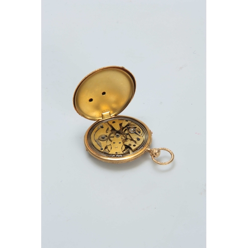 639 - AN EARLY 20th CENTURY OVERSIZED FRENCH 18CT GOLD OPEN FACE QUARTER REPEATING POCKET WATCH the engine... 