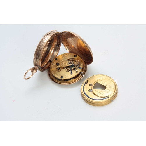 640 - A 9CT GOLD JOHN FORREST FULL HUNTER POCKET WATCH with finely engraved case enclosing an enamel dial ... 