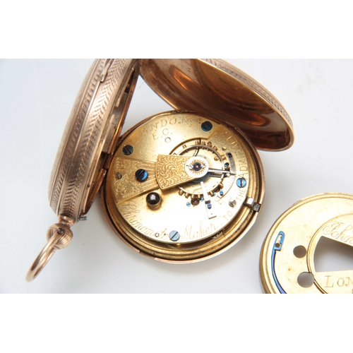 640 - A 9CT GOLD JOHN FORREST FULL HUNTER POCKET WATCH with finely engraved case enclosing an enamel dial ... 