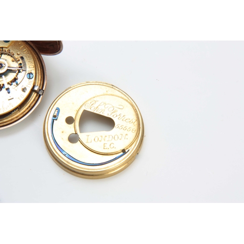 640 - A 9CT GOLD JOHN FORREST FULL HUNTER POCKET WATCH with finely engraved case enclosing an enamel dial ... 