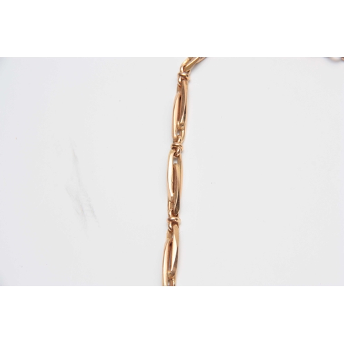 670 - A 14CT YELLOW GOLD NECK CHAIN of unusual double interlinked and elongated sections 58cm overall 53gr... 