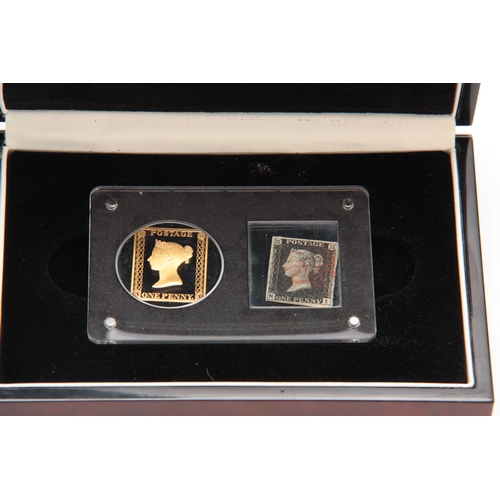 720 - A CASED 1OZ GOLD PENNY BLACK COMMEMORATIVE COIN 175th-anniversary limited edition .999.24ct weight 3... 