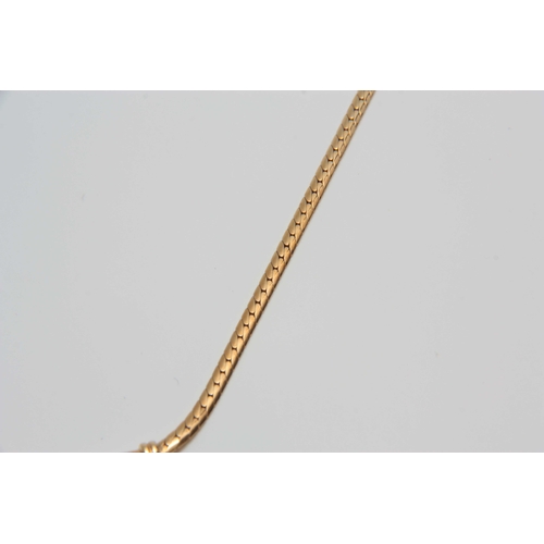 729 - A STYLISH 18CT YELLOW GOLD NECKLACE with diamond set curved front piece