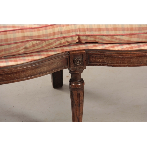 1003 - AN 18TH CENTURY WALNUT ITALIAN THREE SEATER SETTEE OF SHAPED SERPENTINE FORM having a panelled raise... 