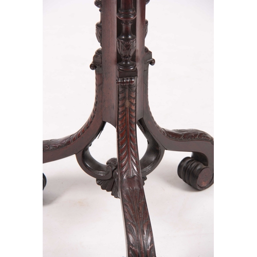 1004 - A FINE GEORGE III FIGURED MAHOGANY CHIPPENDALE STYLE TILT TOP TABLE with solid shaped edge hinged to... 