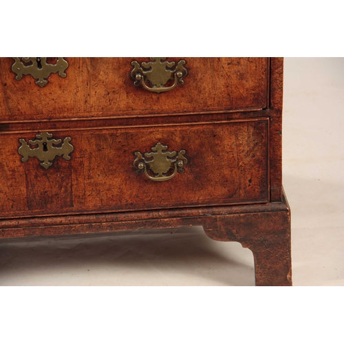 1005 - AN EARLY 18TH CENTURY QUEEN ANNE WALNUT BUREAU HAVING SUPERB ORIGINAL COLOUR AND PATINA the hinged a... 