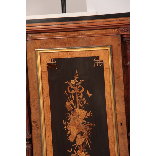 1024 - JOHN TAYLOR & SONS EDINBURGH, A GOOD QUALITY 19TH CENTURY MARQUETRY, BURR WALNUT AND EBONISED INVERT... 