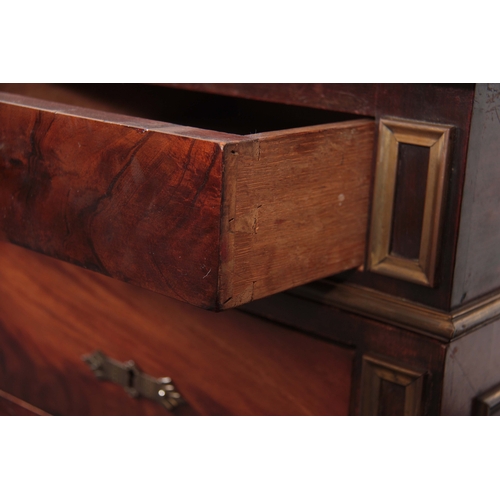 1026 - A LATE 19TH CENTURY FLAMED MAHOGANY FRENCH PARTNERS DESK the green leather top with gilt Greek key t... 