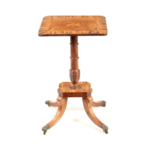 1030 - A REGENCY ROSEWOOD AND SPECIMEN TIMBER CROSS-BANDED TILT TOP OCCASIONAL TABLE with star inlaid top, ... 