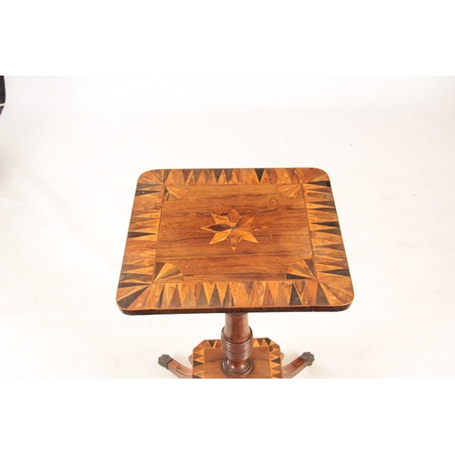 1030 - A REGENCY ROSEWOOD AND SPECIMEN TIMBER CROSS-BANDED TILT TOP OCCASIONAL TABLE with star inlaid top, ... 