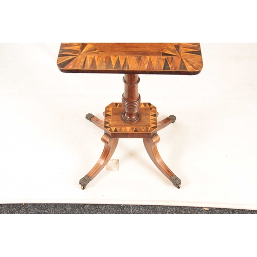 1030 - A REGENCY ROSEWOOD AND SPECIMEN TIMBER CROSS-BANDED TILT TOP OCCASIONAL TABLE with star inlaid top, ... 