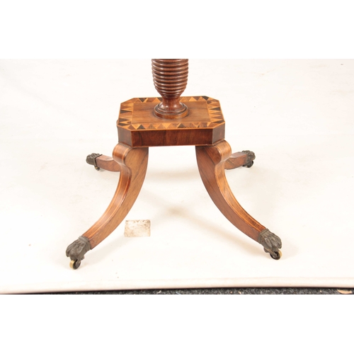 1030 - A REGENCY ROSEWOOD AND SPECIMEN TIMBER CROSS-BANDED TILT TOP OCCASIONAL TABLE with star inlaid top, ... 