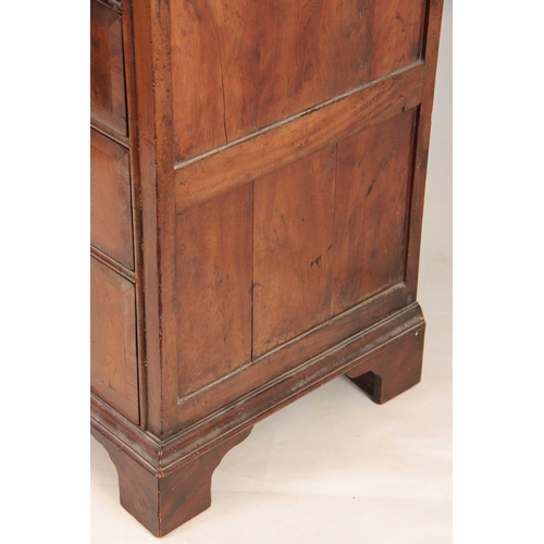 1042 - A WILLIAM AND MARY YEW-WOOD CHEST OF DRAWERS having a D shaped moulded edge top above four graduated... 