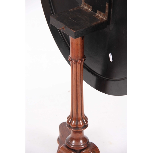 1062 - A 19TH CENTURY GILLOWS STYLE TILT TOP TABLE WITH FLORAL LACQUERED TOP AND ROSEWOOD BASE decorated wi... 