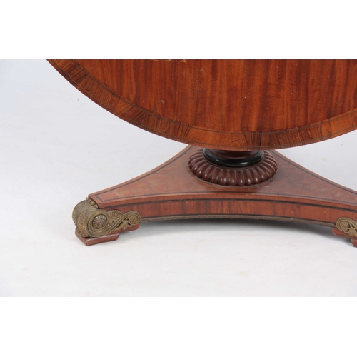 1063 - A REGENCY ROSEWOOD CROSS-BANDED AND BRASS INLAID FIGURED SATINWOOD CENTRE TABLE IN THE MANOR OF GILL... 