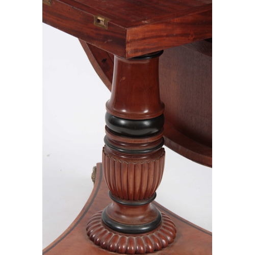 1063 - A REGENCY ROSEWOOD CROSS-BANDED AND BRASS INLAID FIGURED SATINWOOD CENTRE TABLE IN THE MANOR OF GILL... 