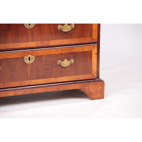 1068 - AN EARLY 18TH CENTURY QUEEN ANNE WALNUT AND ASH CROSS-BANDED CHEST OF DRAWERS OF SMALL SIZE having a... 