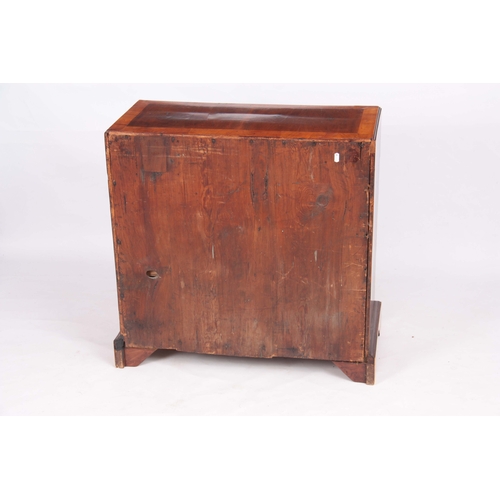 1068 - AN EARLY 18TH CENTURY QUEEN ANNE WALNUT AND ASH CROSS-BANDED CHEST OF DRAWERS OF SMALL SIZE having a... 