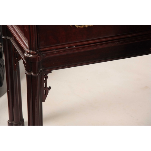 1074 - A PAIR OF 19TH CENTURY FIGURED MAHOGANY CHIPPENDALE STYLE SECRETAIRE WRITING CABINETS in the Chinese... 