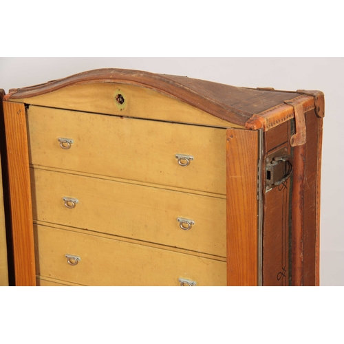 1077 - AN EARLY 20th CENTURY MADLER KOFFER WARDROBE STEAMER TRUNK the canvas lined leather-bound trunk with... 