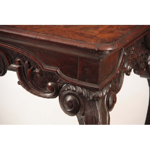 1078 - AN UNUSUAL GEORGE I EARLY 18TH CENTURY BURR WALNUT SIDE TABLE with veneered cross-banded top with st... 