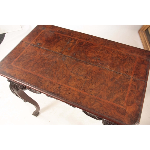 1078 - AN UNUSUAL GEORGE I EARLY 18TH CENTURY BURR WALNUT SIDE TABLE with veneered cross-banded top with st... 