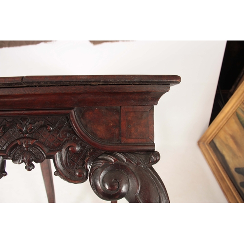 1078 - AN UNUSUAL GEORGE I EARLY 18TH CENTURY BURR WALNUT SIDE TABLE with veneered cross-banded top with st... 