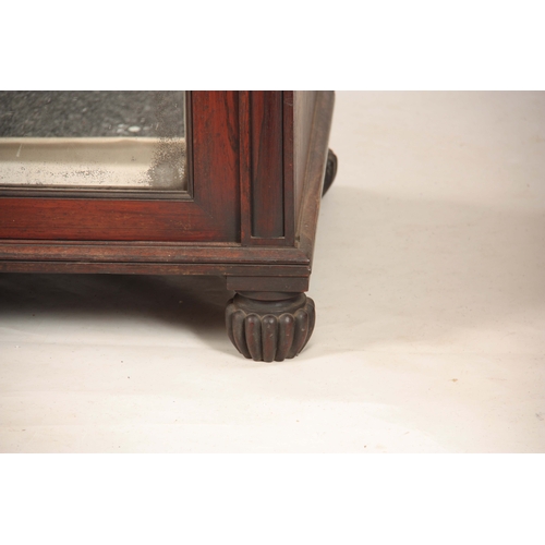 1085 - AN EARLY 19TH CENTURY ROSEWOOD CABINET IN THE MANER OF GILLOWS having a thick cut veined marble top ... 