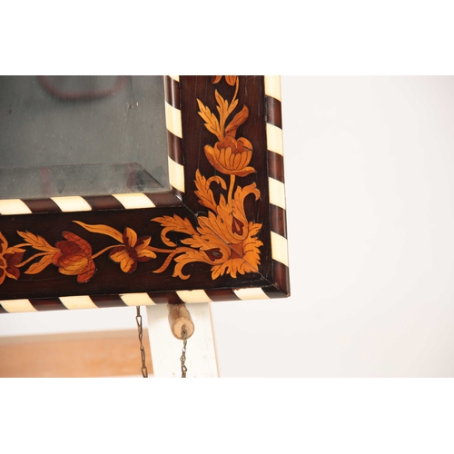 1090 - A LATE 19TH CENTURY ITALIAN MARQUETRY FALCHINI BROTHERS SIDE TABLE AND HANGING MIRROR with floral in... 