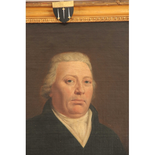 764 - A GEORGE II PORTRAIT. OIL ON CANVAS. with plaque on frame reading 