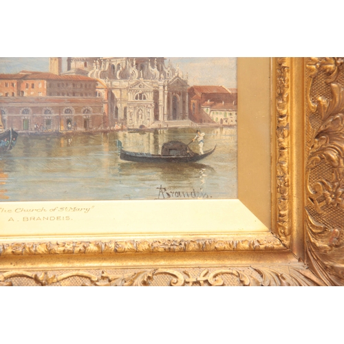 773 - ANTONIETTA BRANDEIS 1848-1926 - OIL ON PANEL The Church of St Mary, Grand Canal, Venice 15.5cm by 22... 