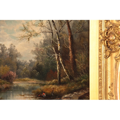 776 - GEORGE HALLER. A PAIR OF 19th CENTURY OILS ON CANVAS. Woodland scenes 50cm high, 29.5cm wide - signe... 