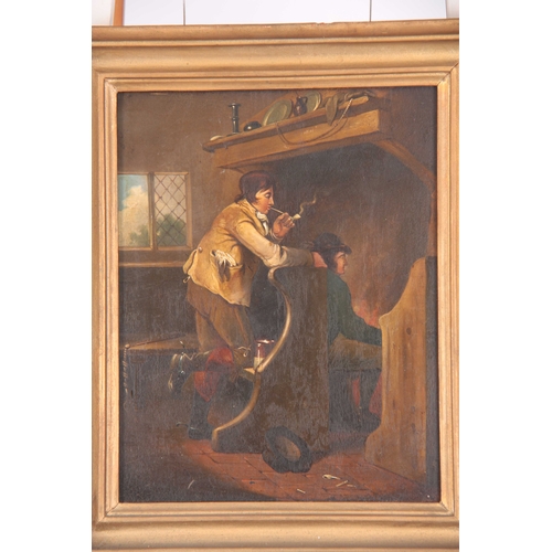 777 - A 19th CENTURY OIL ON BOARD, A Tavern scene 33.5cm high, 26cm wide - in moulded gilt frame