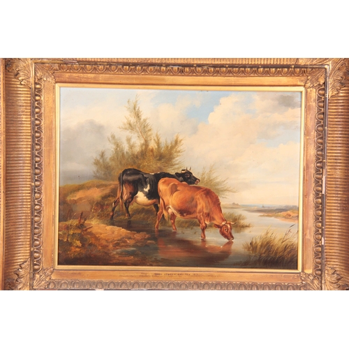 780 - THOMAS SIDNEY COOPER (1803-1902) OIL ON BOARD Cattle watering near Canterbury, 43cm high 58cm wide -... 