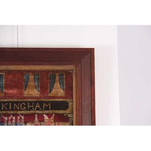 787 - A 19TH CENTURY FOLK ART OIL PAINTING ON BOARD DEPICTING A BUTCHERS SHOP titled W. BUCKINGHAM depicti... 