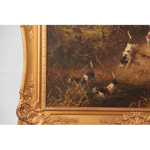 789 - MYLES BIRKET FOSTER, RWS 1825 - 1899. OIL ON CANVAS. On the scent, having hounds being followed by t... 