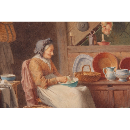 800 - H. S. TOZER. A PAIR OF EARLY 20TH CENTURY INTERIOR SCENE WATERCOLOURS with figures eating around a t... 